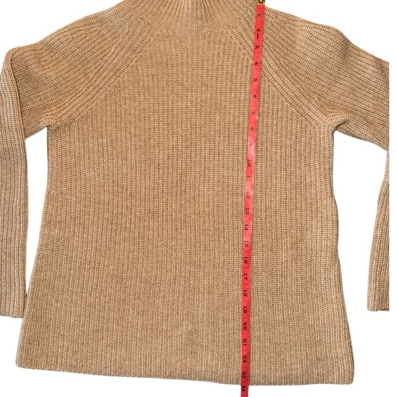 VINCE Wool & Cashmere Blend Shaker Rib Knit Mock Neck Sweater Camel Tan XS - Picture 9 of 10